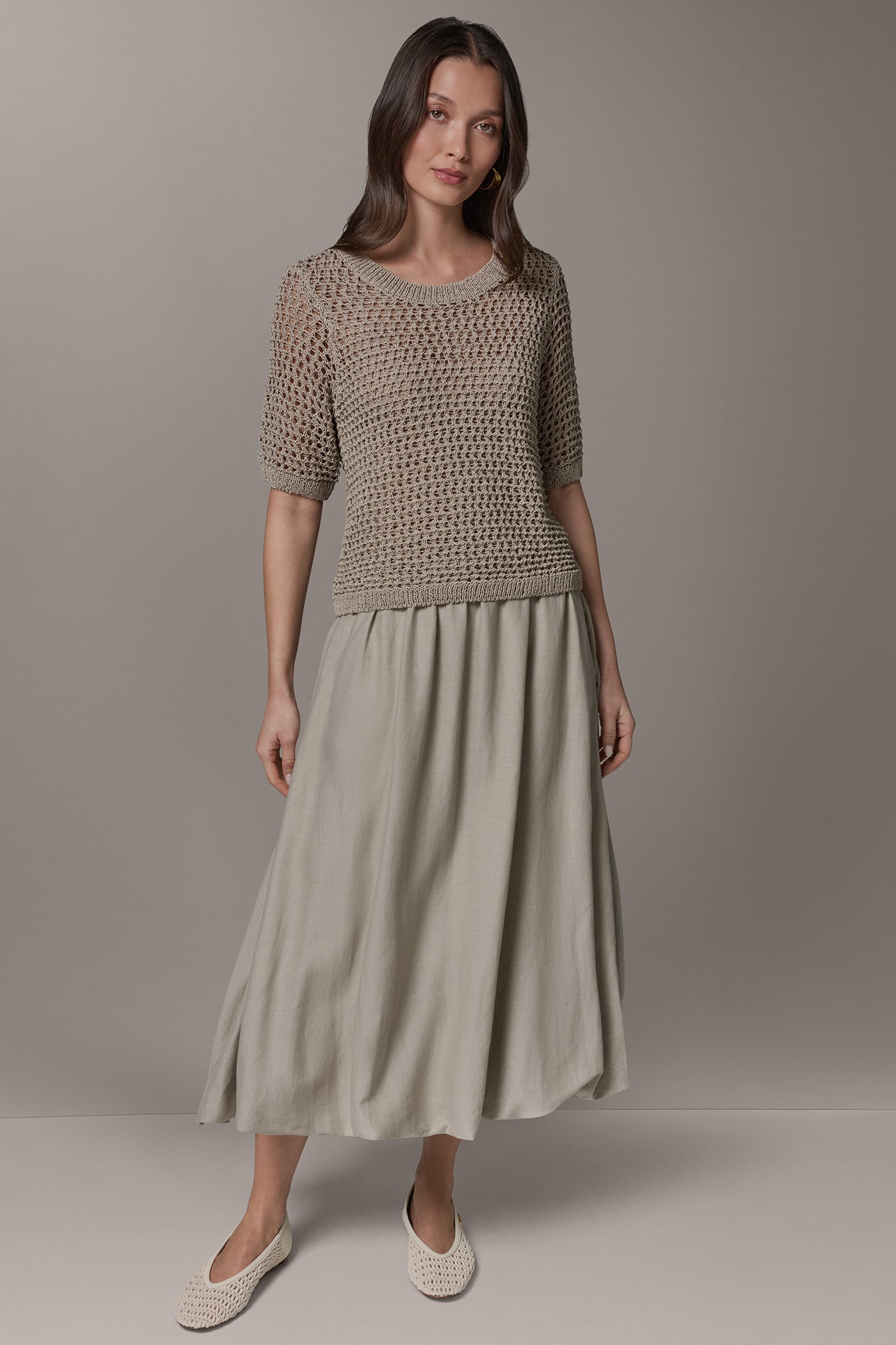 SHORT SLEEVE OPEN STITCH SWEATER