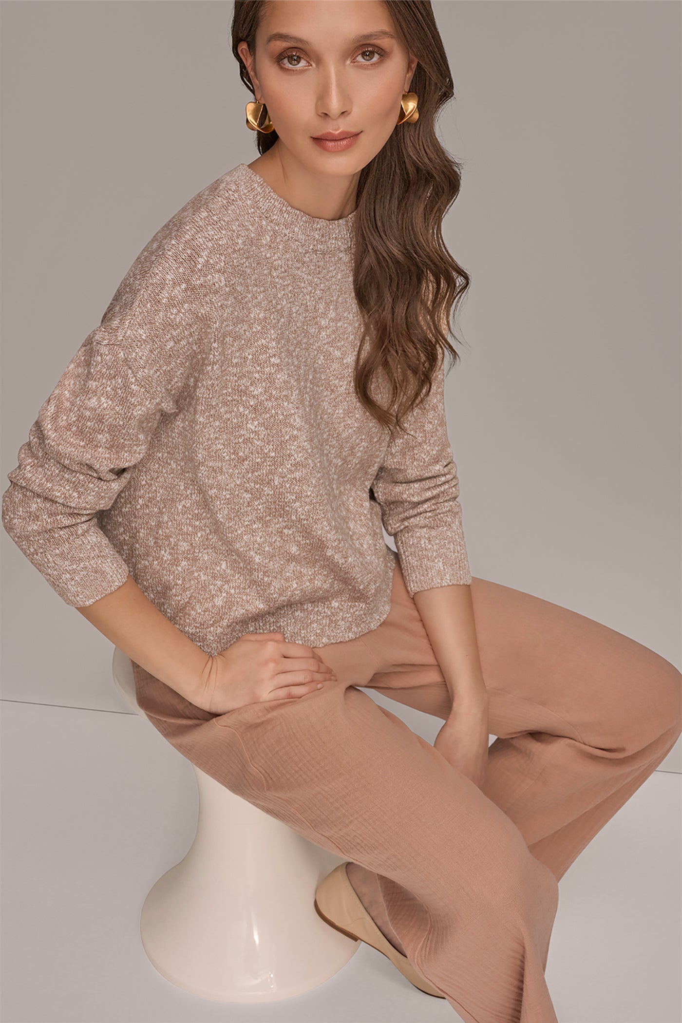 METALLIC LONG SLEEVE SWEATER