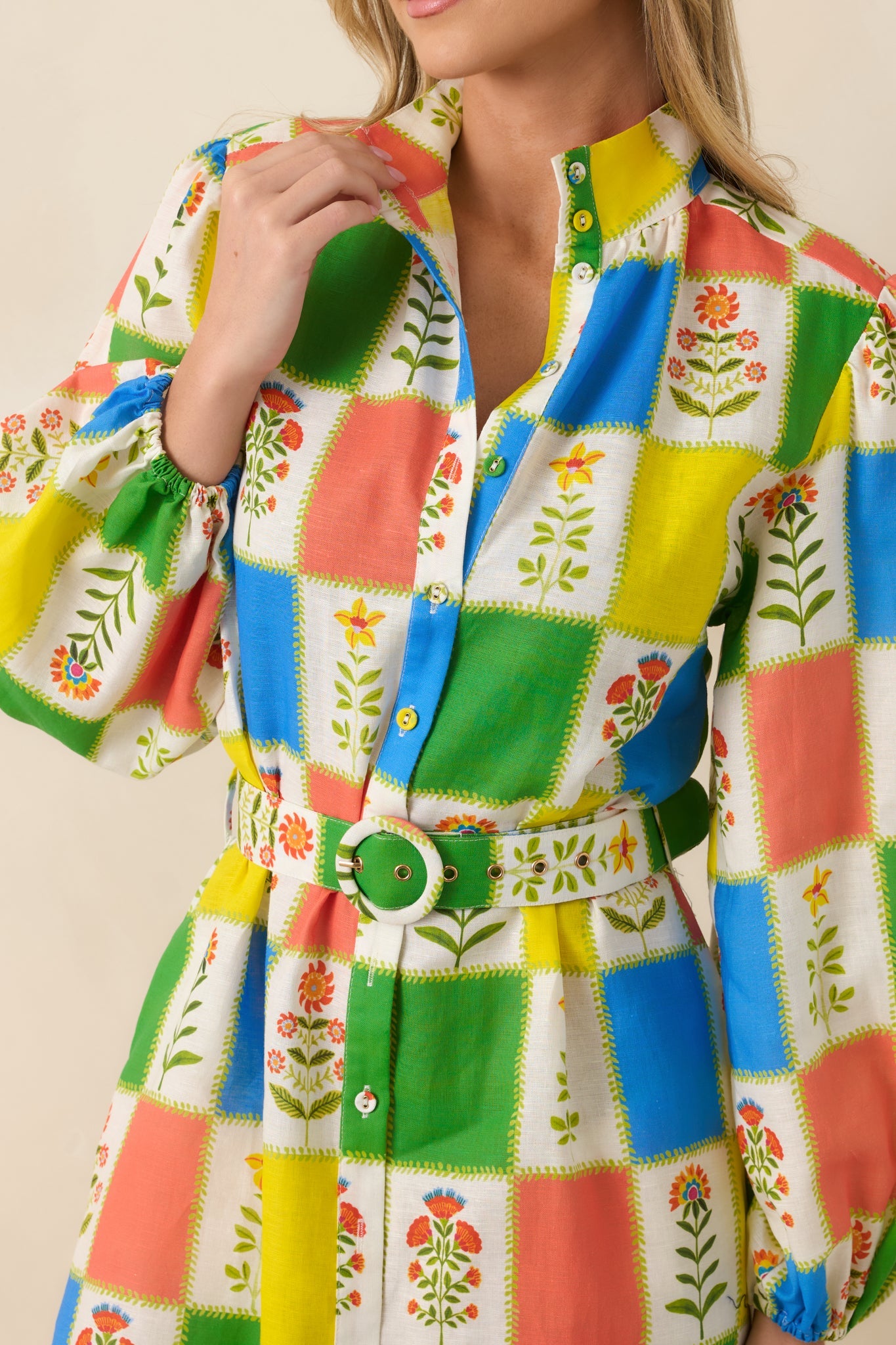 Prosperina Naomi Multi Floral Patchwork Linen Blend Maxi Dress (RESTOCK JUNE)
