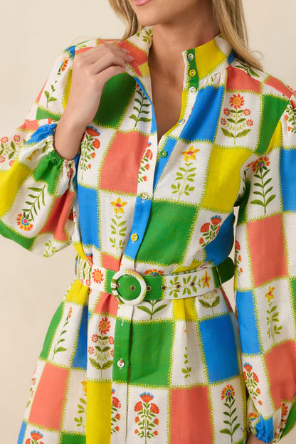 Prosperina Naomi Multi Floral Patchwork Linen Blend Maxi Dress (RESTOCK JUNE)
