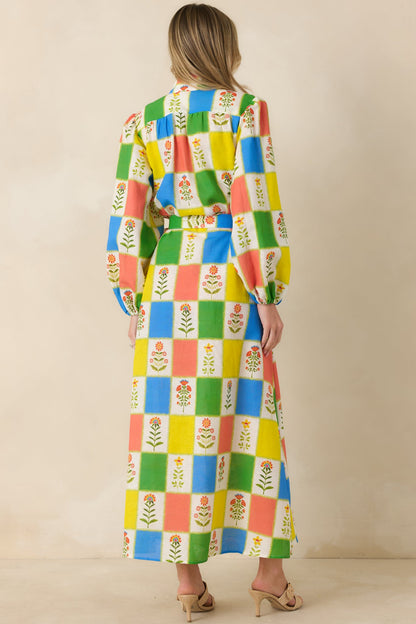 Prosperina Naomi Multi Floral Patchwork Linen Blend Maxi Dress (RESTOCK JUNE)