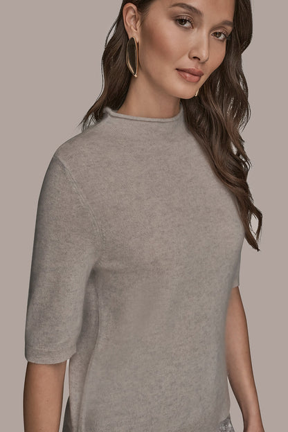 WOOL AND CASHMERE-BLEND MOCK-NECK SWEATER