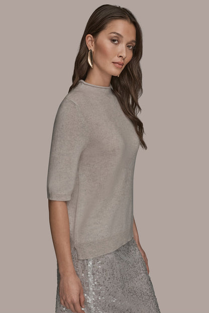 WOOL AND CASHMERE-BLEND MOCK-NECK SWEATER