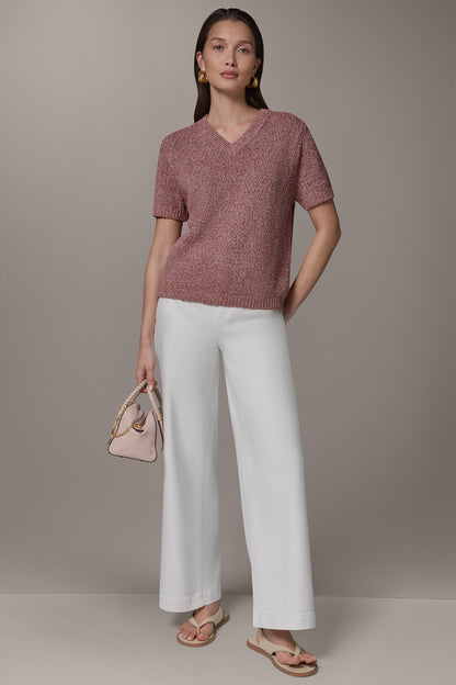 SHORT SLEEVE MÉLANGE EASY SWEATER