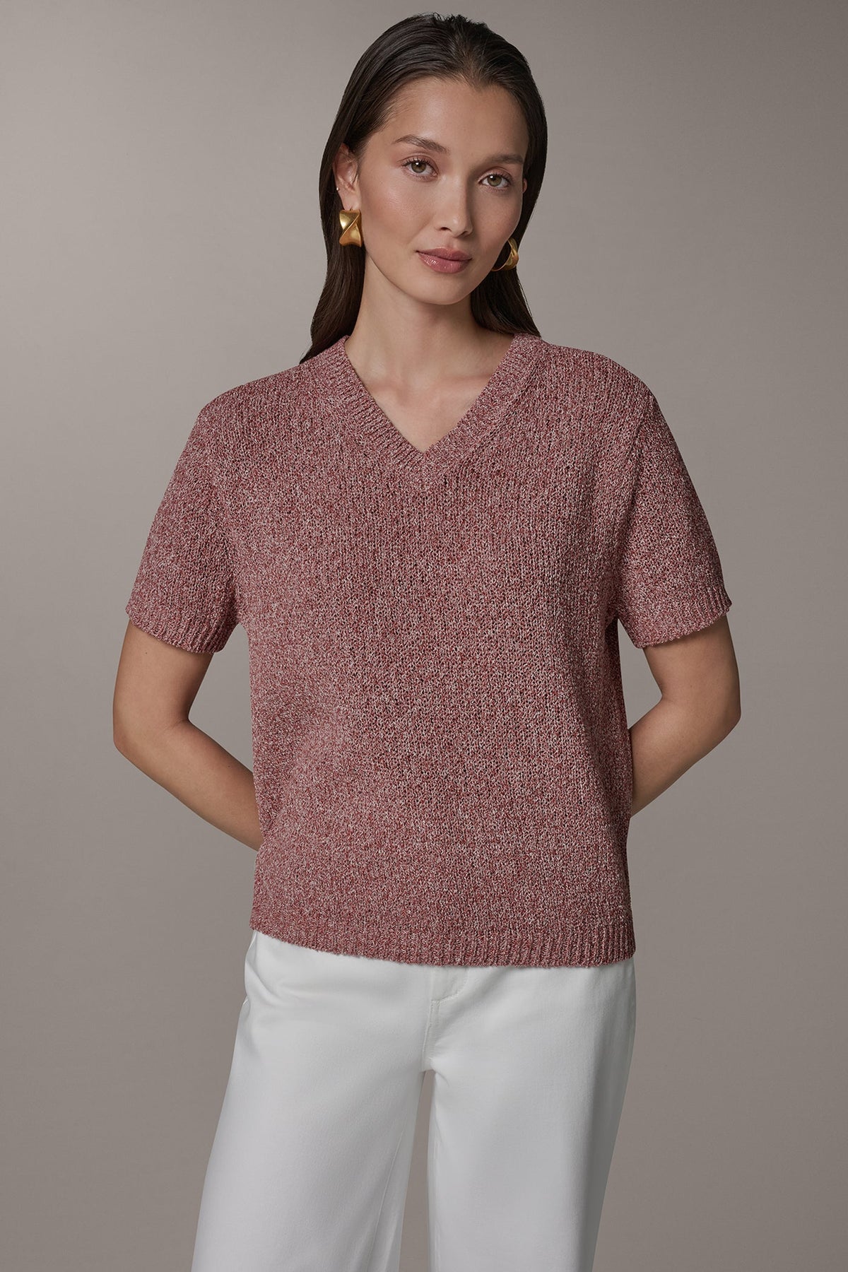 SHORT SLEEVE MÉLANGE EASY SWEATER