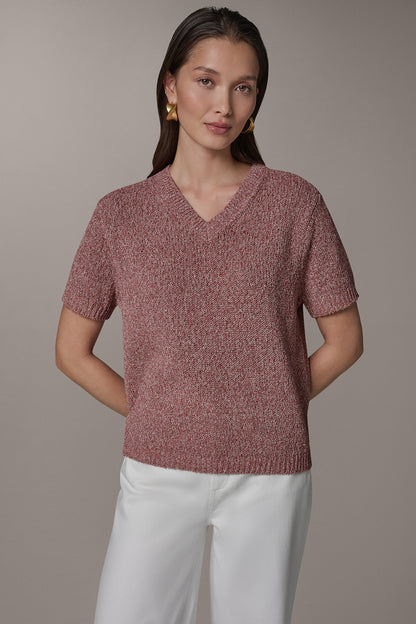 SHORT SLEEVE MÉLANGE EASY SWEATER