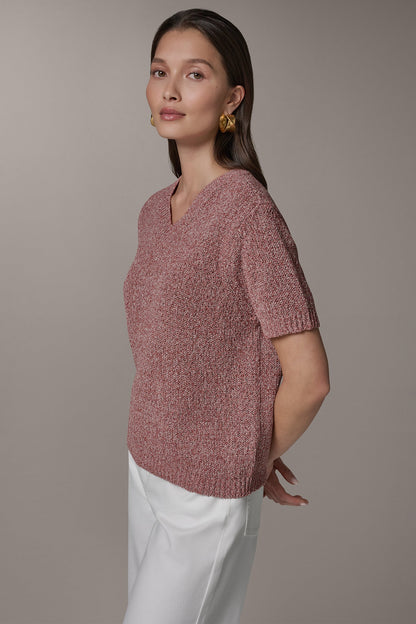 SHORT SLEEVE MÉLANGE EASY SWEATER