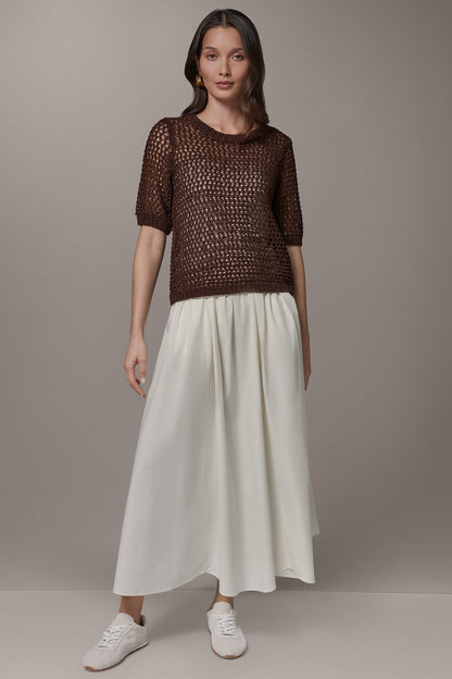 SHORT SLEEVE OPEN STITCH SWEATER