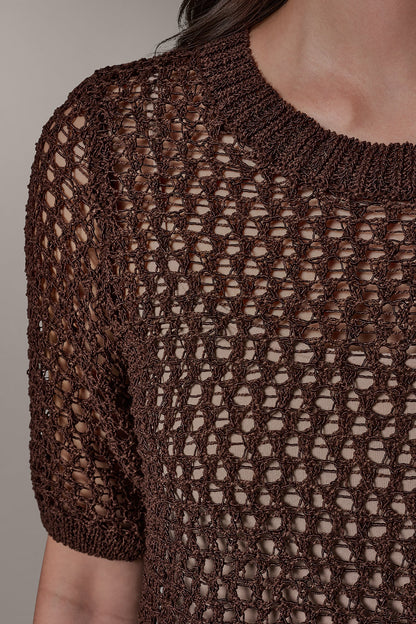 SHORT SLEEVE OPEN STITCH SWEATER