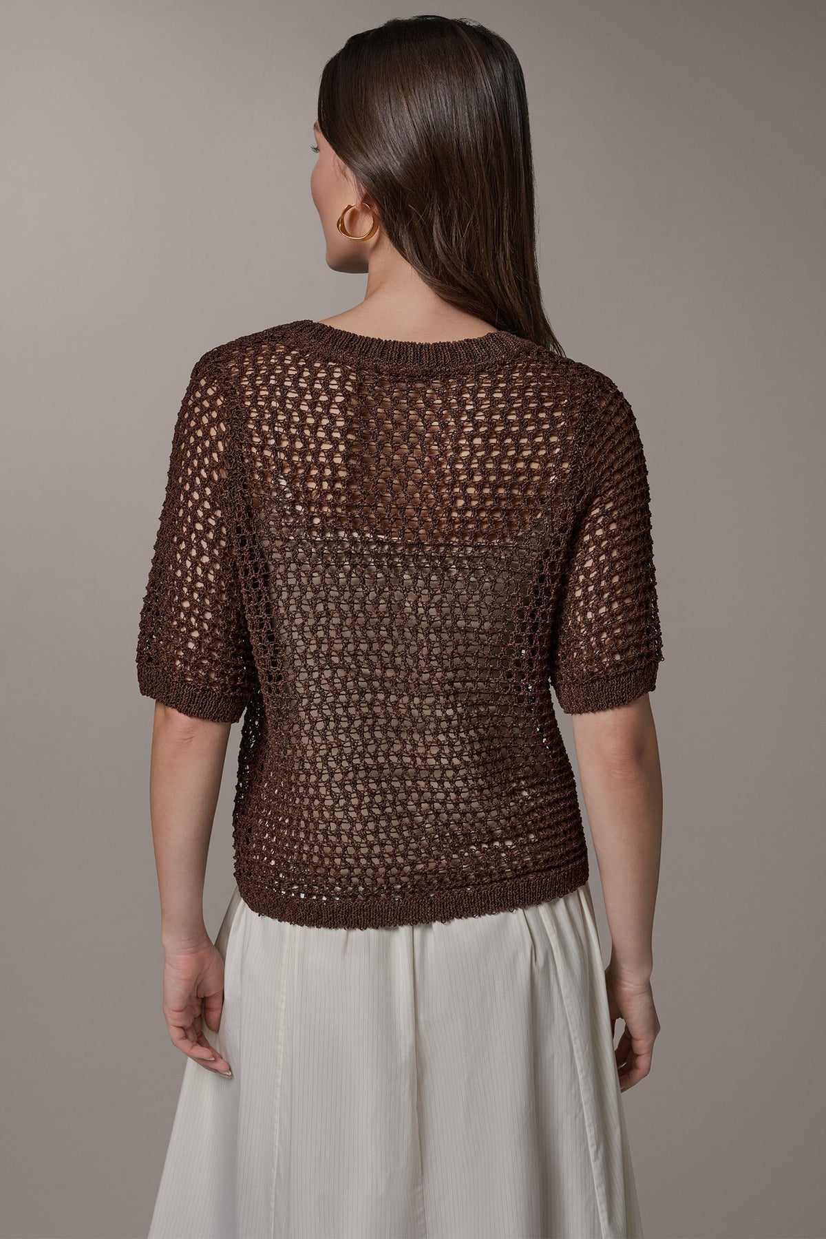SHORT SLEEVE OPEN STITCH SWEATER