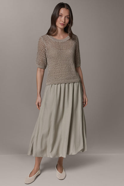 SHORT SLEEVE OPEN STITCH SWEATER