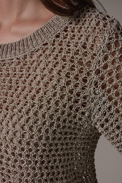 SHORT SLEEVE OPEN STITCH SWEATER