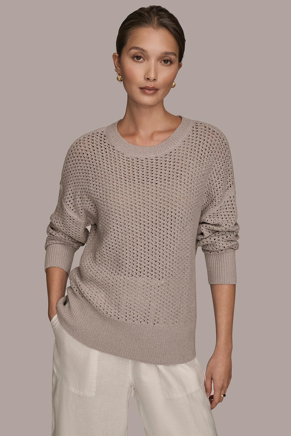 LONG SLEEVE OPEN STITCH SWEATER