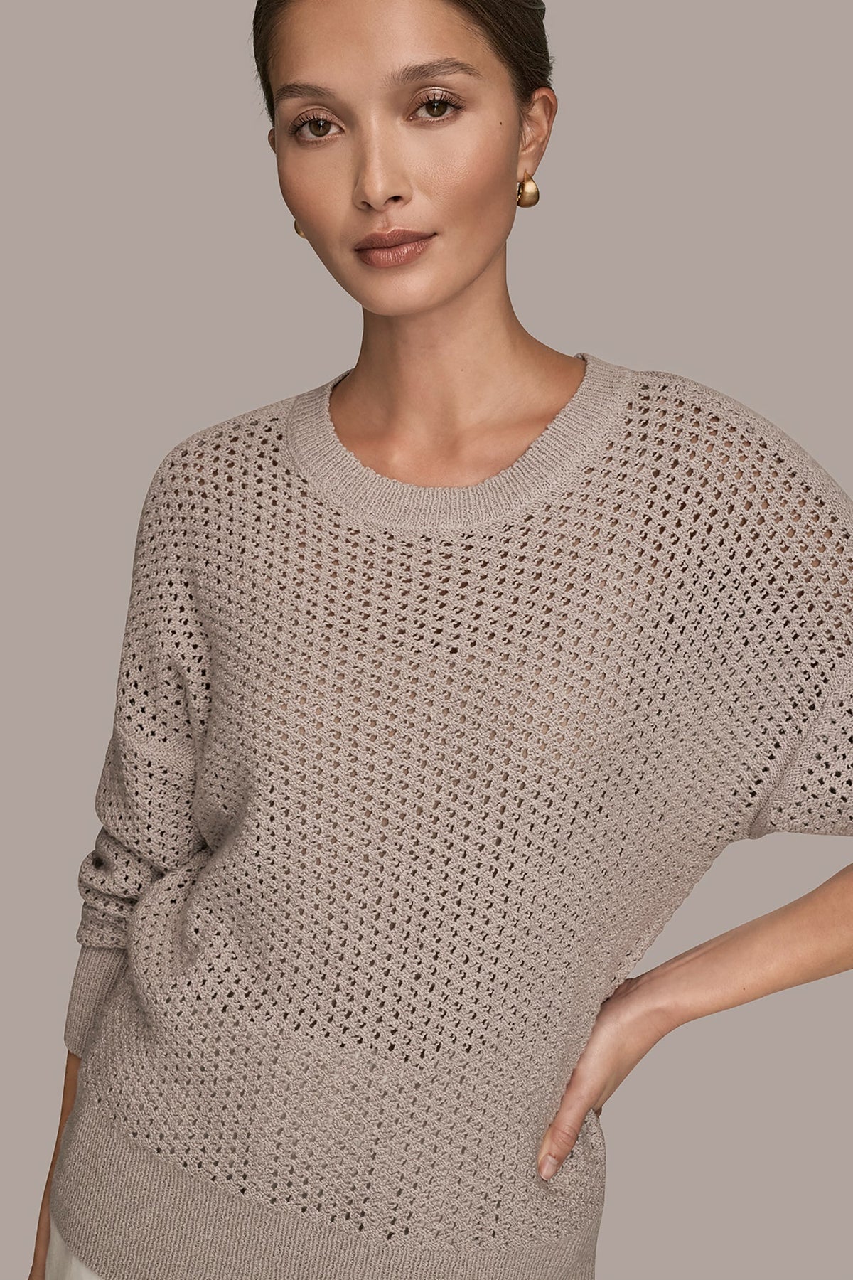 LONG SLEEVE OPEN STITCH SWEATER