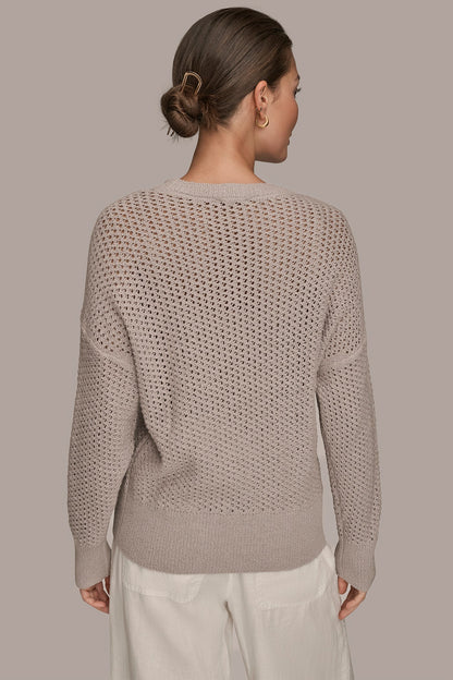 LONG SLEEVE OPEN STITCH SWEATER