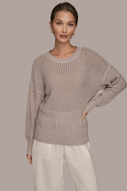 LONG SLEEVE OPEN STITCH SWEATER