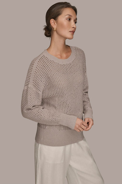 LONG SLEEVE OPEN STITCH SWEATER