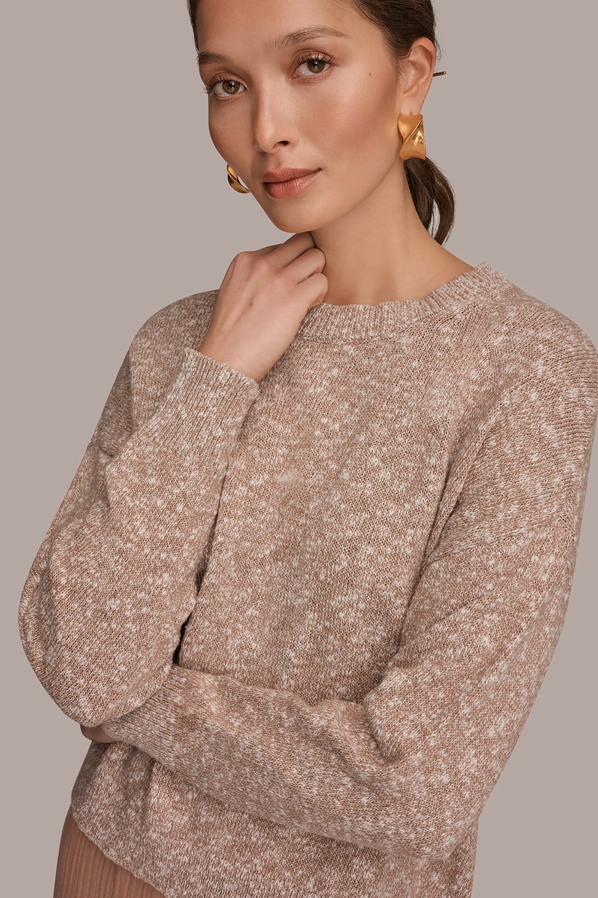 METALLIC LONG SLEEVE SWEATER