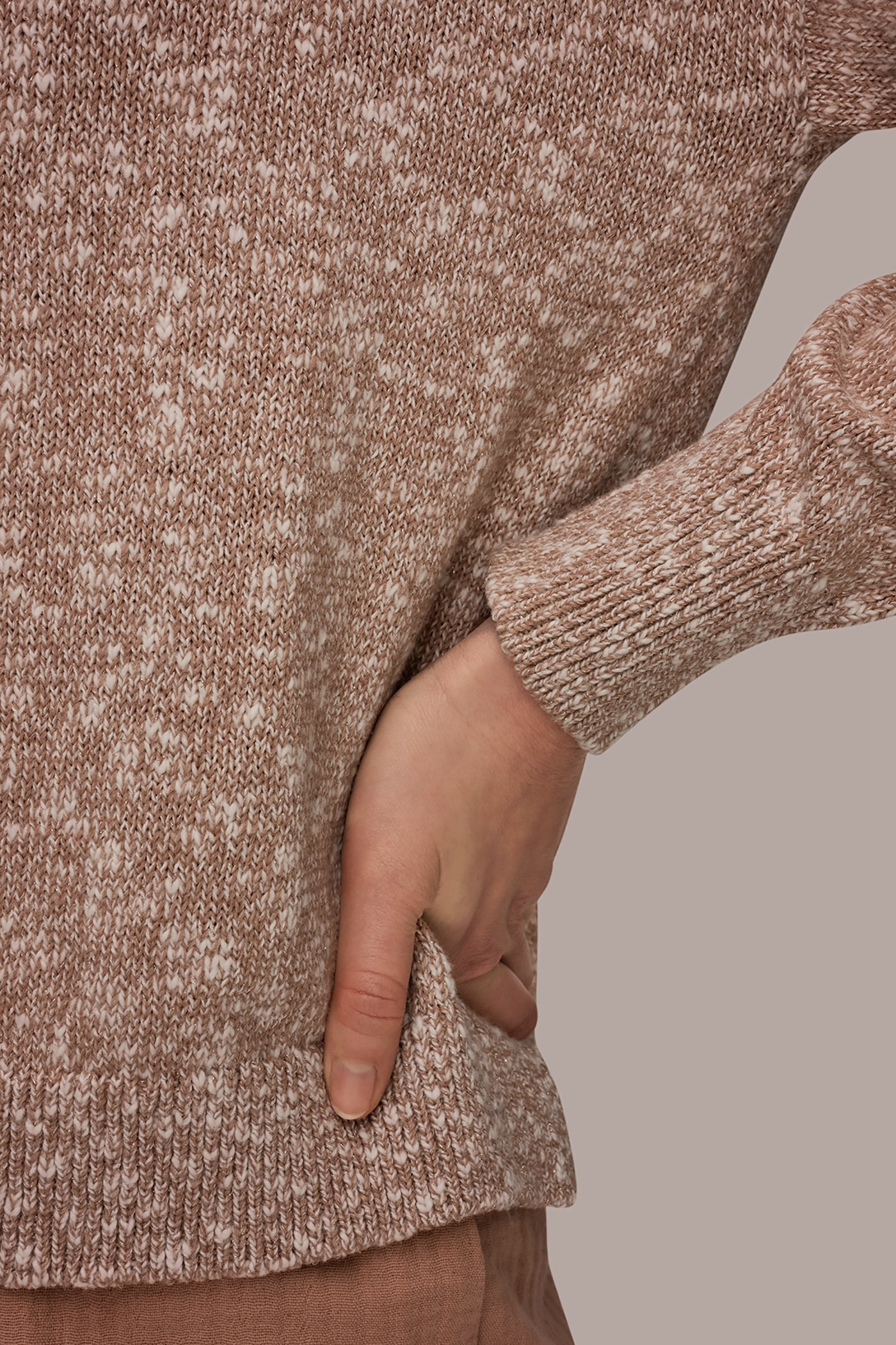 METALLIC LONG SLEEVE SWEATER