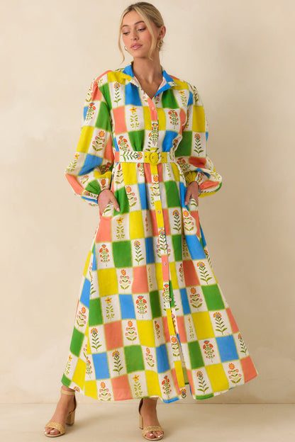 Prosperina Naomi Multi Floral Patchwork Linen Blend Maxi Dress (RESTOCK JUNE)