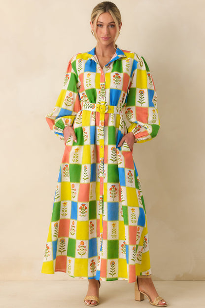 Prosperina Naomi Multi Floral Patchwork Linen Blend Maxi Dress (RESTOCK JUNE)