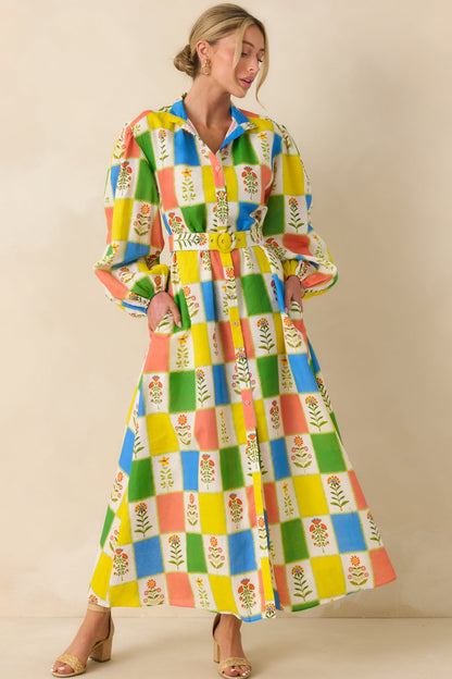 Prosperina Naomi Multi Floral Patchwork Linen Blend Maxi Dress (RESTOCK JUNE)