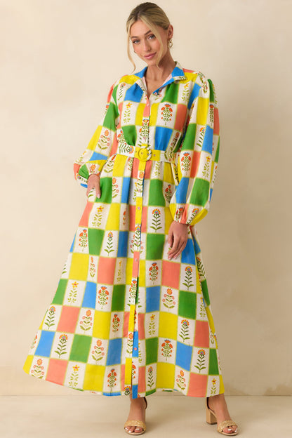 Prosperina Naomi Multi Floral Patchwork Linen Blend Maxi Dress (RESTOCK JUNE)