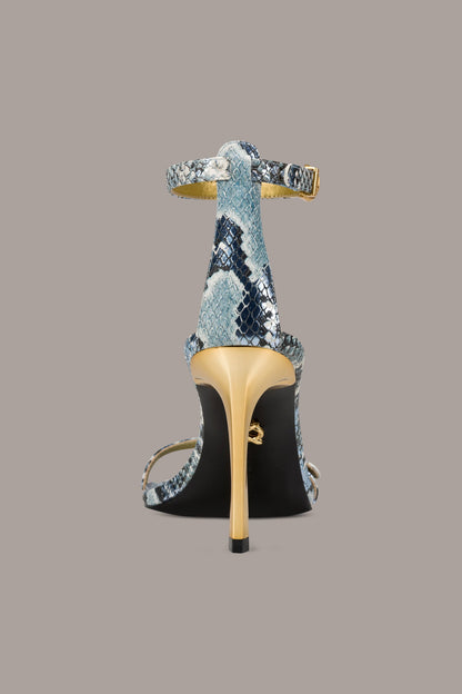 PRYCE SNAKE-PRINT ANKLE STRAP SANDAL