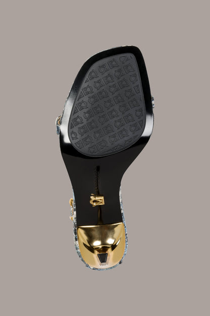 PRYCE SNAKE-PRINT ANKLE STRAP SANDAL