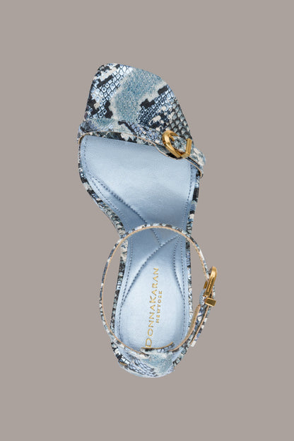 PRYCE SNAKE-PRINT ANKLE STRAP SANDAL