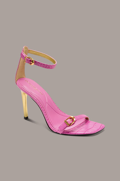 PRYCE CROC-EFFECT ANKLE STRAP SANDAL