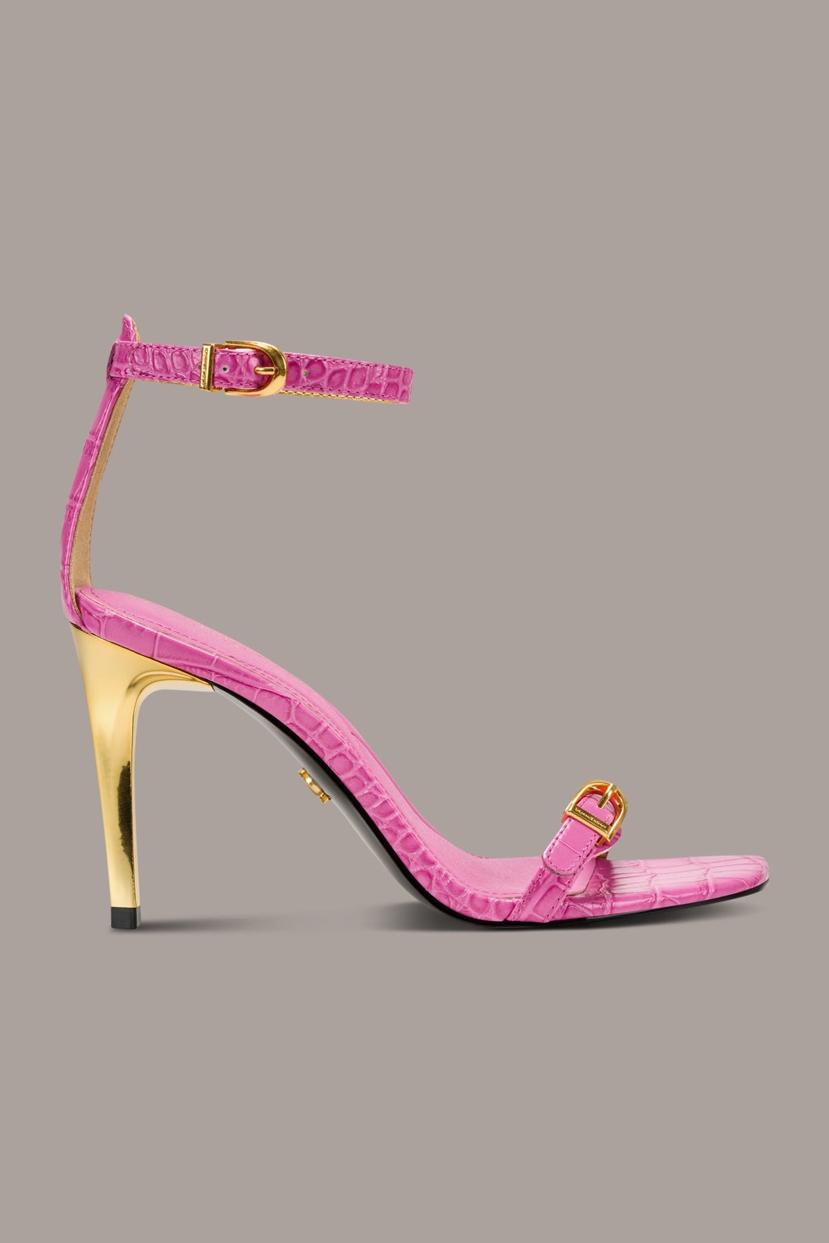 PRYCE CROC-EFFECT ANKLE STRAP SANDAL