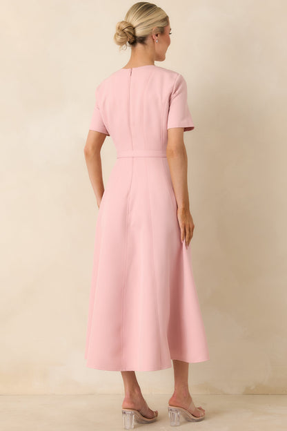 Put Together Perfectly Blush Pink Belted Midi Dress