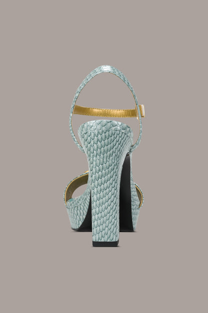 SHEPARD SNAKE-EFFECT LEATHER PLATFORM SANDAL