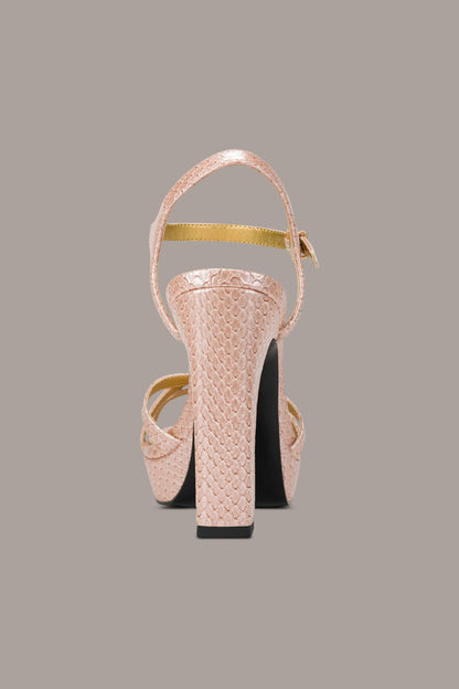 SPENCER METALLIC SNAKE-EFFECT PLATFORM SANDAL