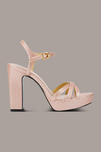 SPENCER METALLIC SNAKE-EFFECT PLATFORM SANDAL