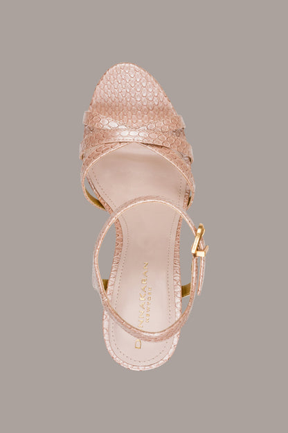 SPENCER METALLIC SNAKE-EFFECT PLATFORM SANDAL