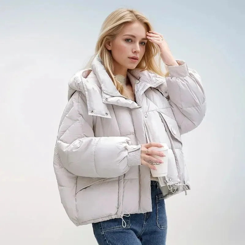2024 neue lose Damen kurze Jacke Winter Frau Parka Taschen Mantel koreanische Mode weibliche ultraleichte dicke warme Mantel