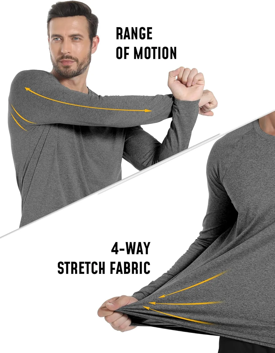 4 Pack Mens Long Sleeve Tee Shirts UPF 50  Rash Guard Quick Dry Fit Workout Gym Fishing Athletic Tshirt