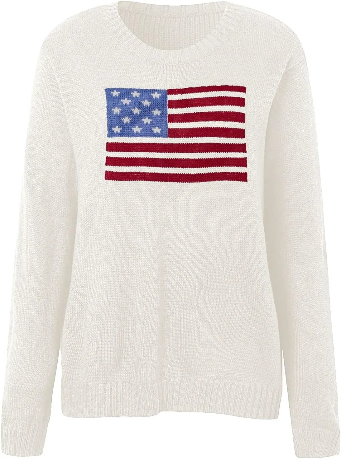 4th of July Outfits for Women American Flag Sweater Red White and Blue Usa Patriotic Long Sleeve Crewneck Sweatshirts