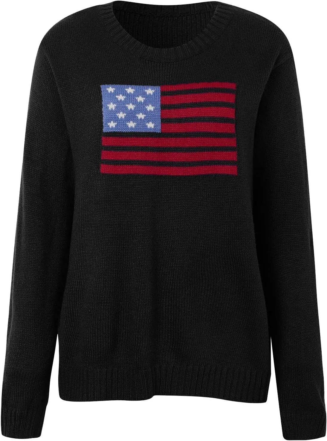 4th of July Outfits for Women American Flag Sweater Red White and Blue Usa Patriotic Long Sleeve Crewneck Sweatshirts
