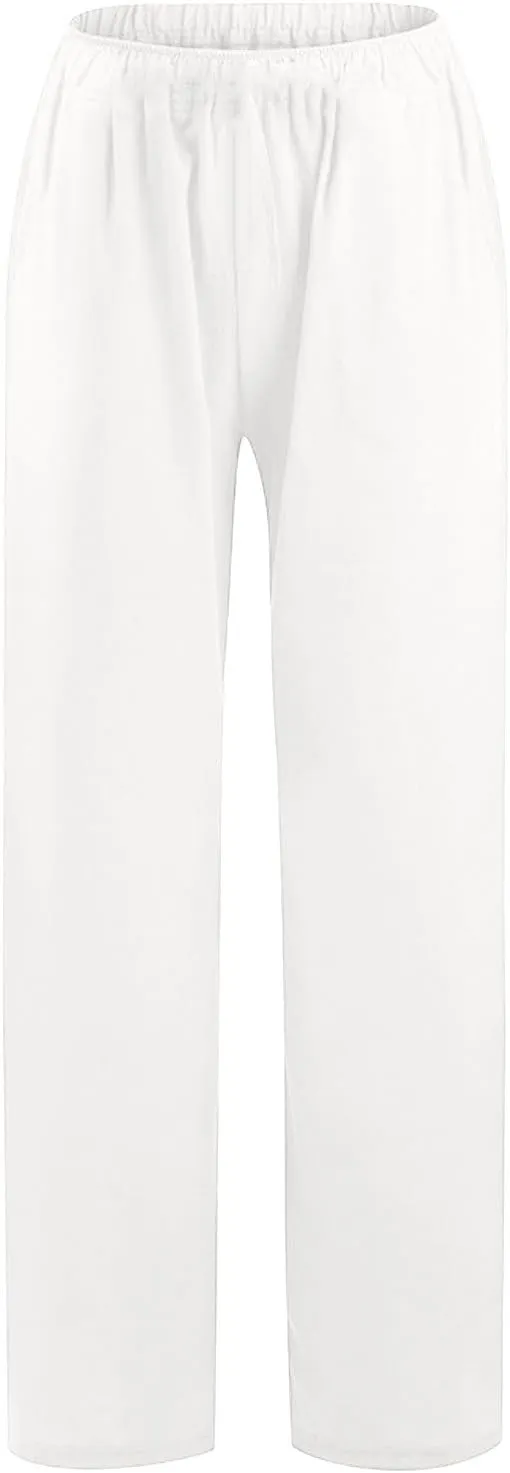 ADHOWBEW Linen Pants Women Casual Plus Size Stretch Petite Dressy Cotton Flowy High Waisted Work Lounge Dress Pants