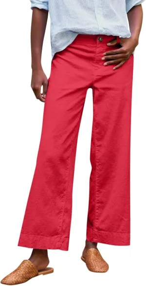 ADHOWBEW Plus Size Linen Pants for Women 2025 Flowy Casual Work Elastic Waist Dressy Plus Size Lounge Slacks