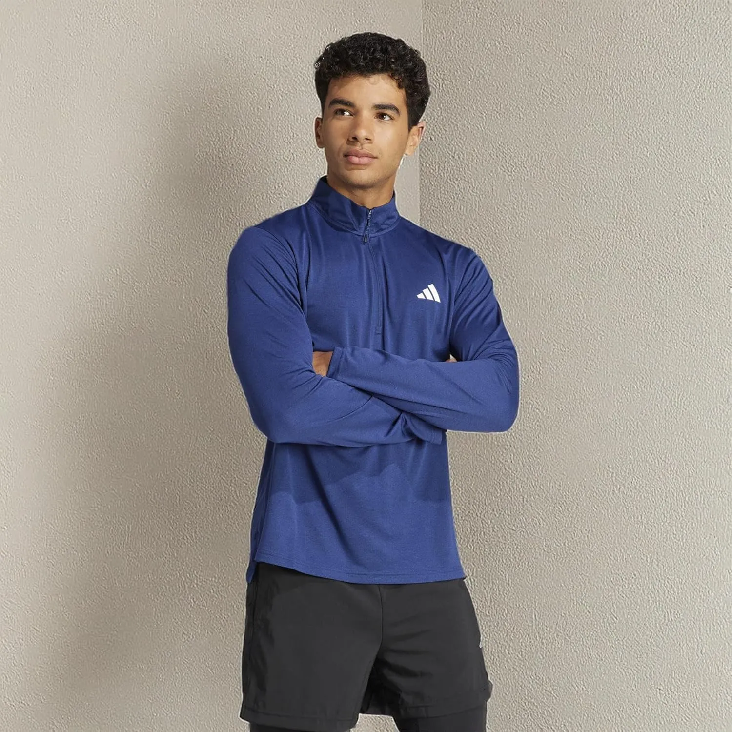 adidas Men's Train Essentials Quarter-Zip Long Sleeve T-Shirt