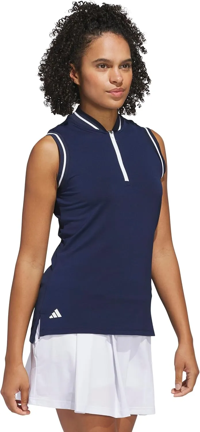 adidas Women's Ultimate365 Quarter-Zip Sleeveless Polo Shirt