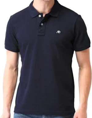 AEROPOSTALE Men's Solid Uniform Logo Rugby Polo Shirt
