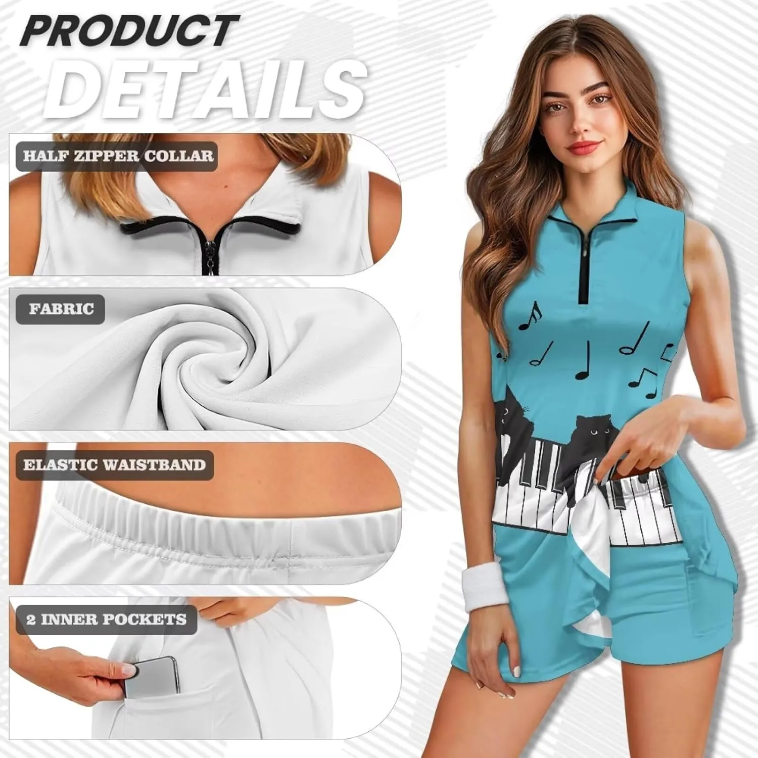 AFPANQZ Women's Casual Polo Shirt with Pants Loose Fit Sleeveless Zipper Tees for Summer Sport Tee Shirts Athletic Suits