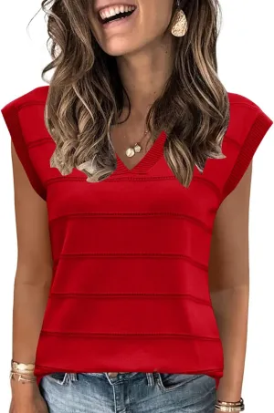AKEWEI Sweater Vest Women Sleeveless Knitted V Neck Cap Sleeve Pullover Tank Tops 2025 Summer Fall Fashion Causal Trendy