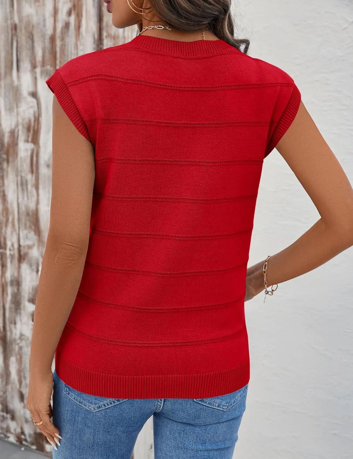 AKEWEI Sweater Vest Women Sleeveless Knitted V Neck Cap Sleeve Pullover Tank Tops 2025 Summer Fall Fashion Causal Trendy