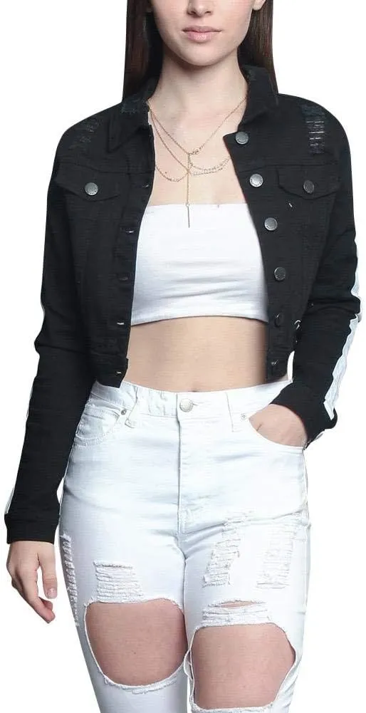 American Bazi Women's Destroyed Denim Jacket